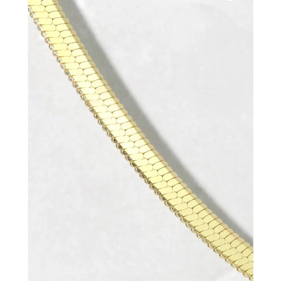 2mm Herringbone Necklace | Yellow Gold Plated 925 Sterling Silver - Picture 4 of 15